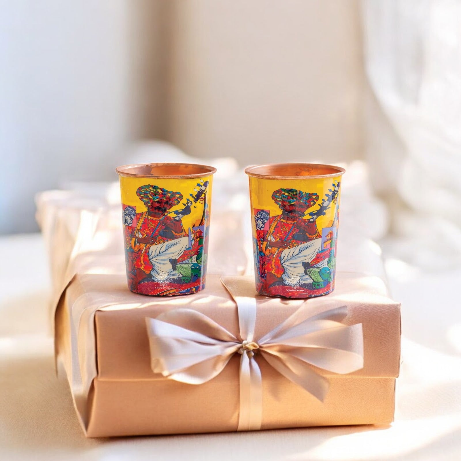 Pure Copper Glass Rajasthani Meena "Padharo Mhare Desh" Printed Theme