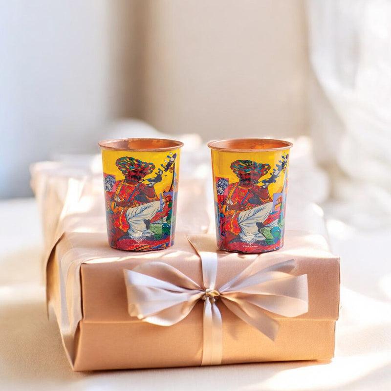 Pure Copper Glass Rajasthani Meena "Padharo Mhare Desh" Printed Theme