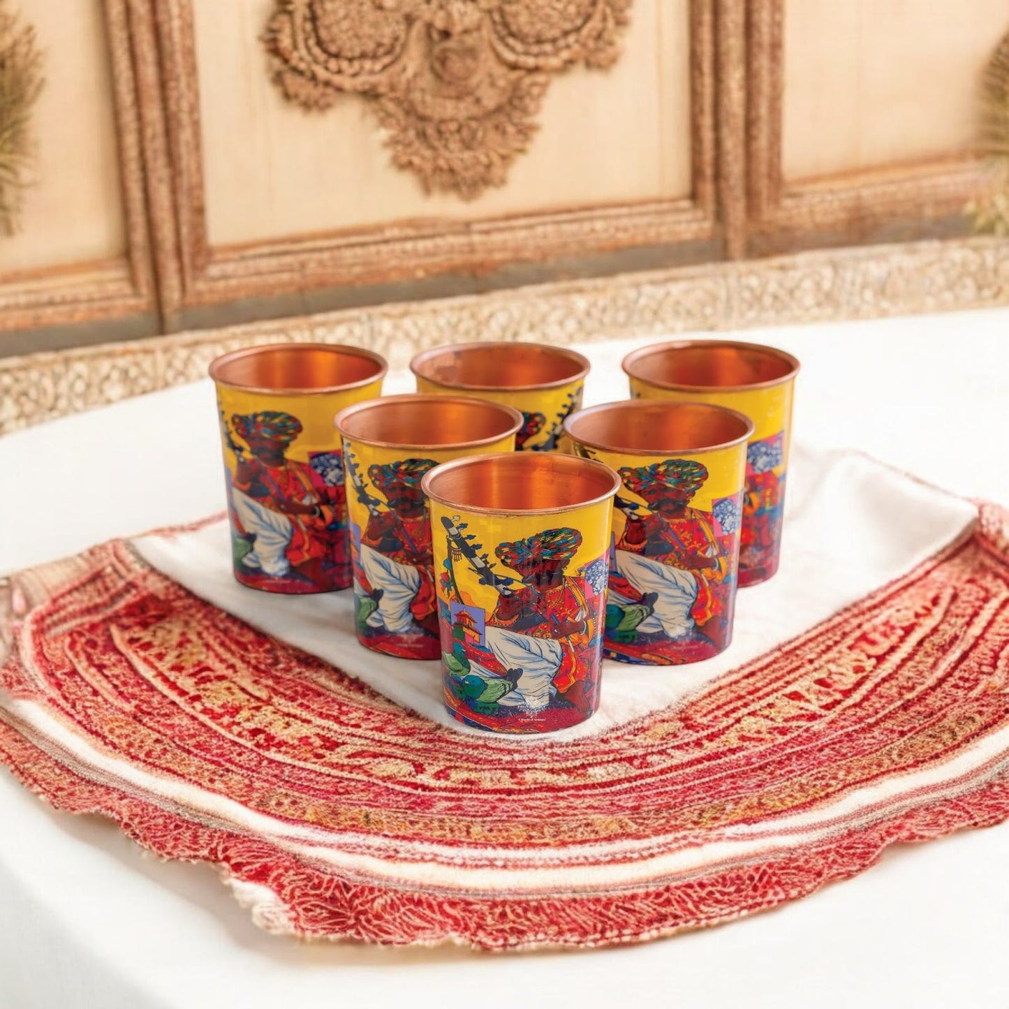 Pure Copper Glass Rajasthani Meena "Padharo Mhare Desh" Printed Theme