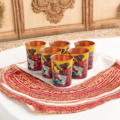 Pure Copper Glass Rajasthani Meena "Padharo Mhare Desh" Printed Theme