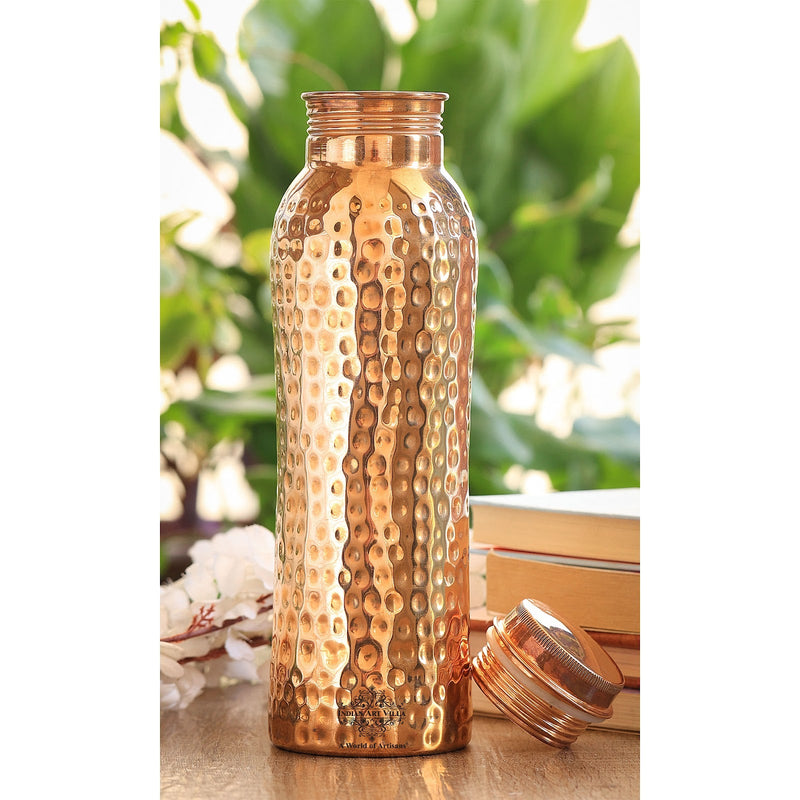 Pure Copper Bottle With Hammered Design