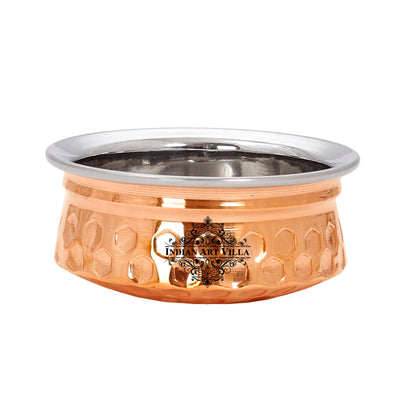 Diamond Hammered Design Steel Copper Handi  For Serving Dishes Tableware