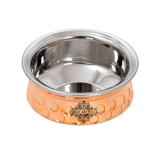 Diamond Hammered Design Steel Copper Handi  For Serving Dishes Tableware