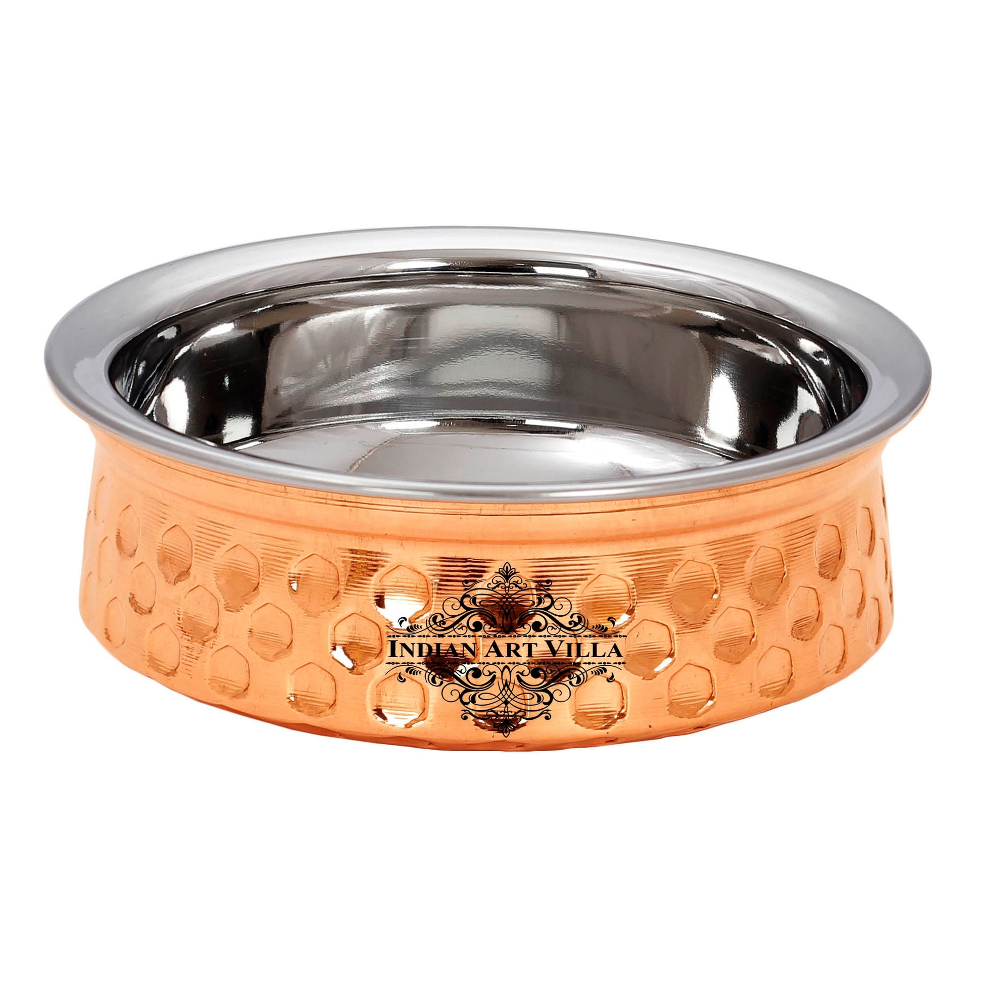 Diamond Hammered Design Steel Copper Handi  For Serving Dishes Tableware