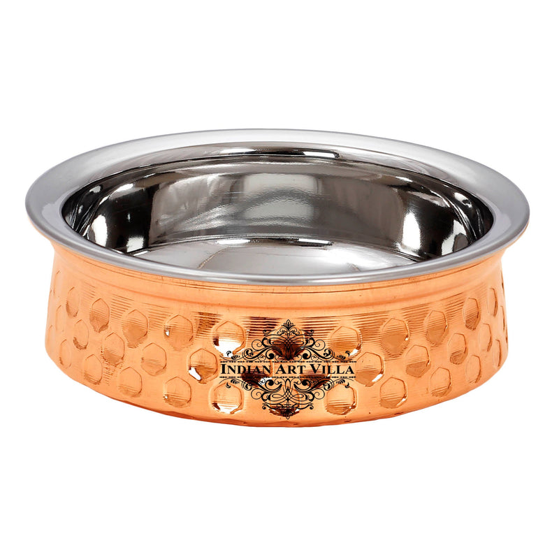 Diamond Hammered Design Steel Copper Handi  For Serving Dishes Tableware