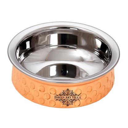 Diamond Hammered Design Steel Copper Handi  For Serving Dishes Tableware