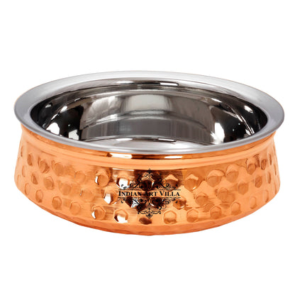 Diamond Hammered Design Steel Copper Handi  For Serving Dishes Tableware