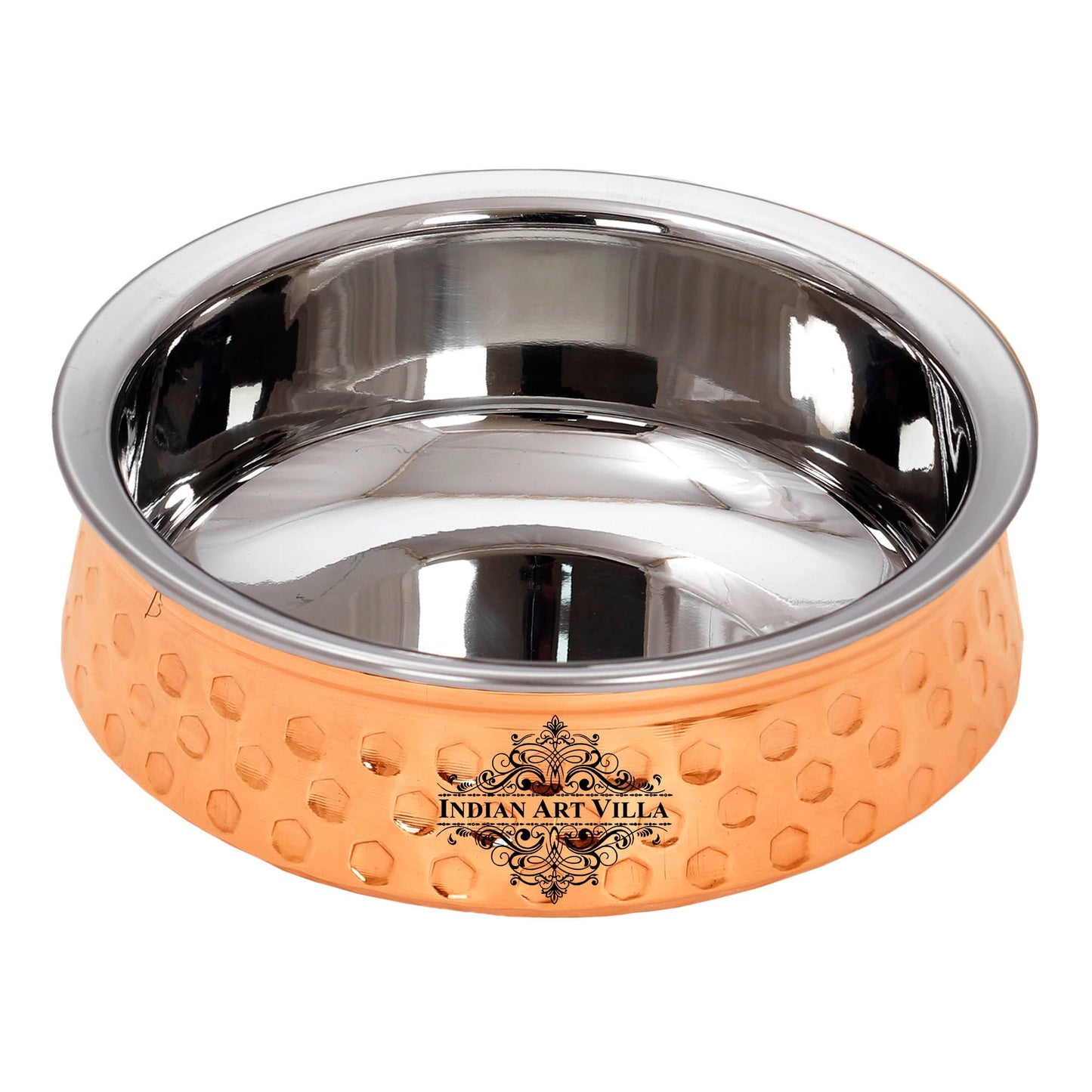 Diamond Hammered Design Steel Copper Handi  For Serving Dishes Tableware