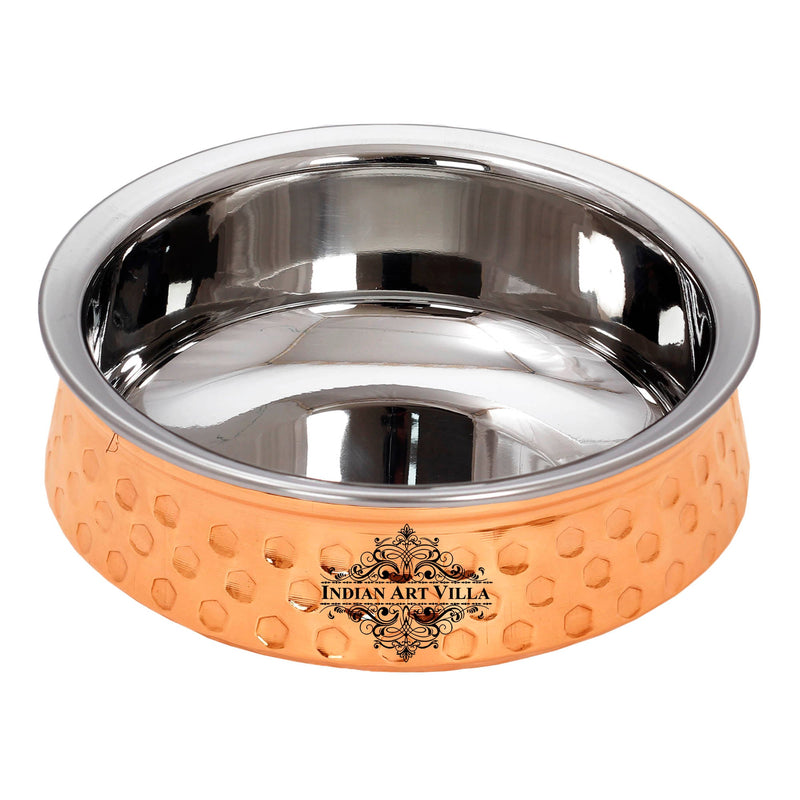 Diamond Hammered Design Steel Copper Handi  For Serving Dishes Tableware