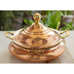 Steel Copper Chafing Dish With Hammered Design - 6Ltr