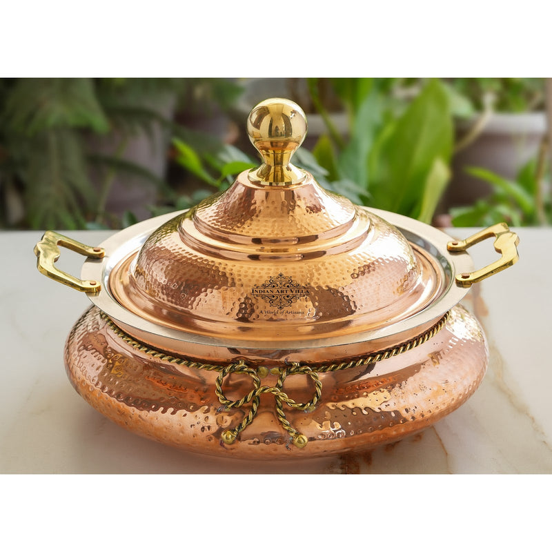 Steel Copper Chafing Dish With Hammered Design - 6Ltr