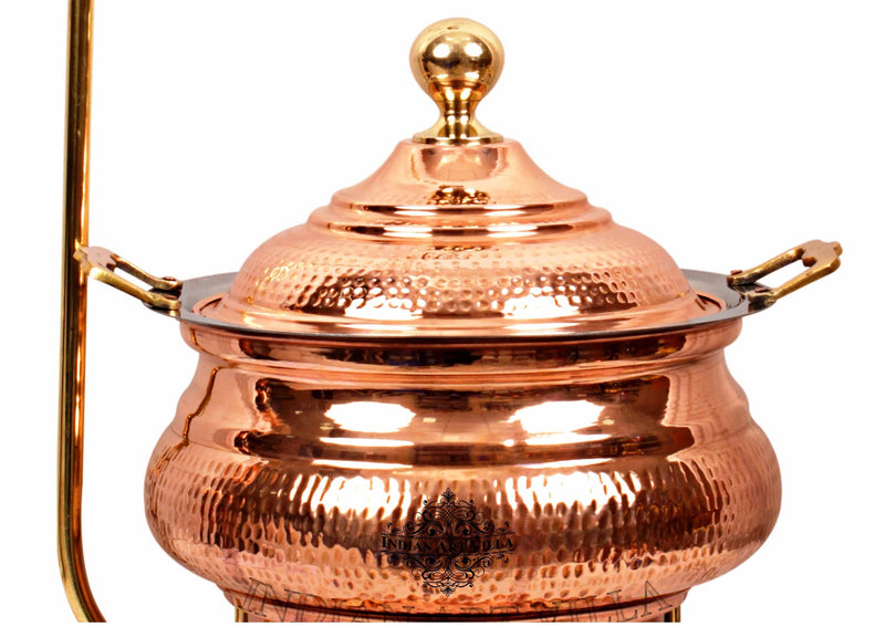 Handcrafted Steel Copper Hammered Design Chafing Dish - 4 Ltr.