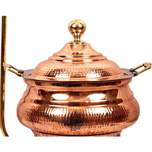 Handcrafted Steel Copper Hammered Design Chafing Dish - 4 Ltr.
