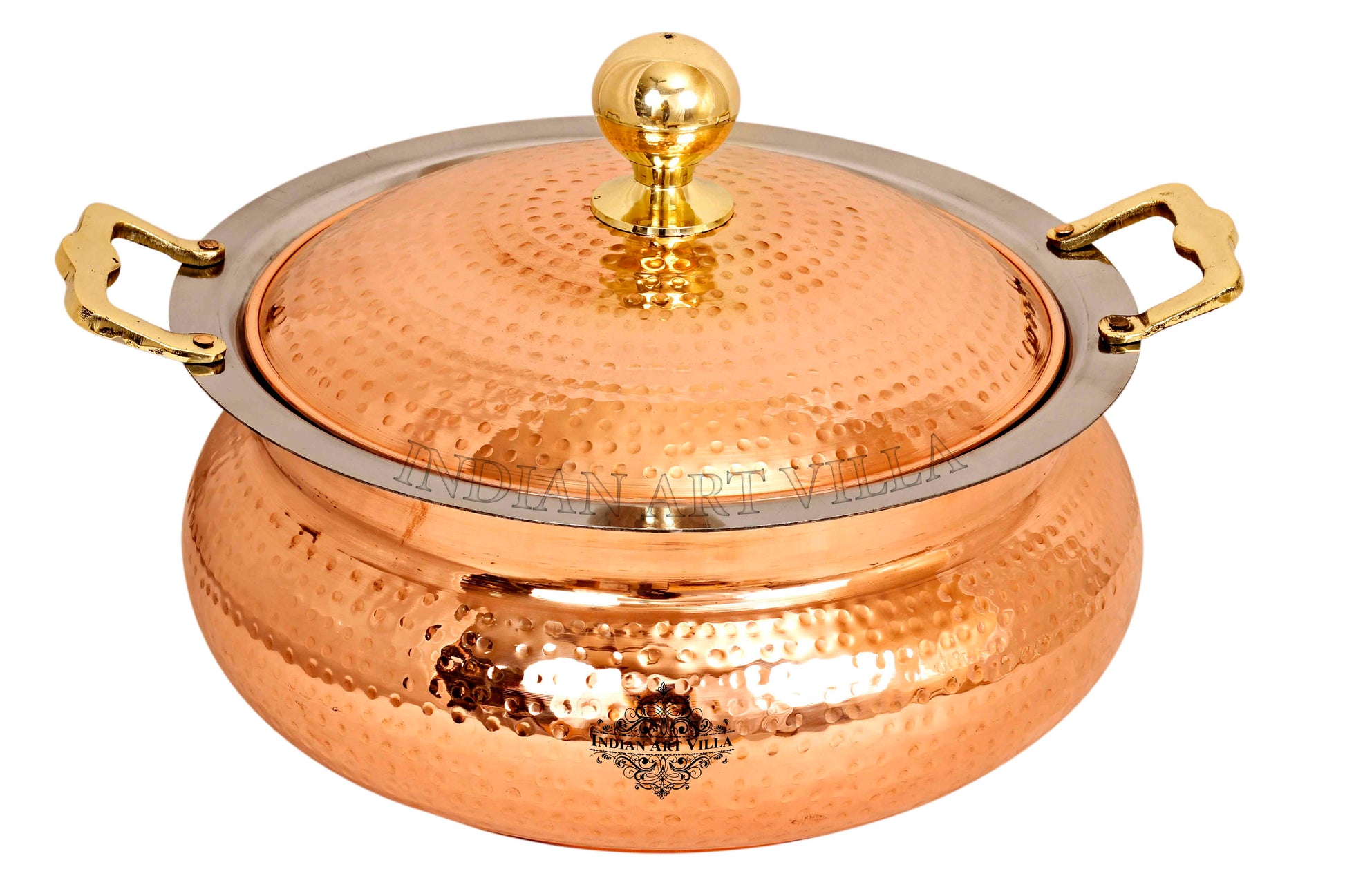 Handcrafted Pure Steel Copper Hammered Design Chafing Dish