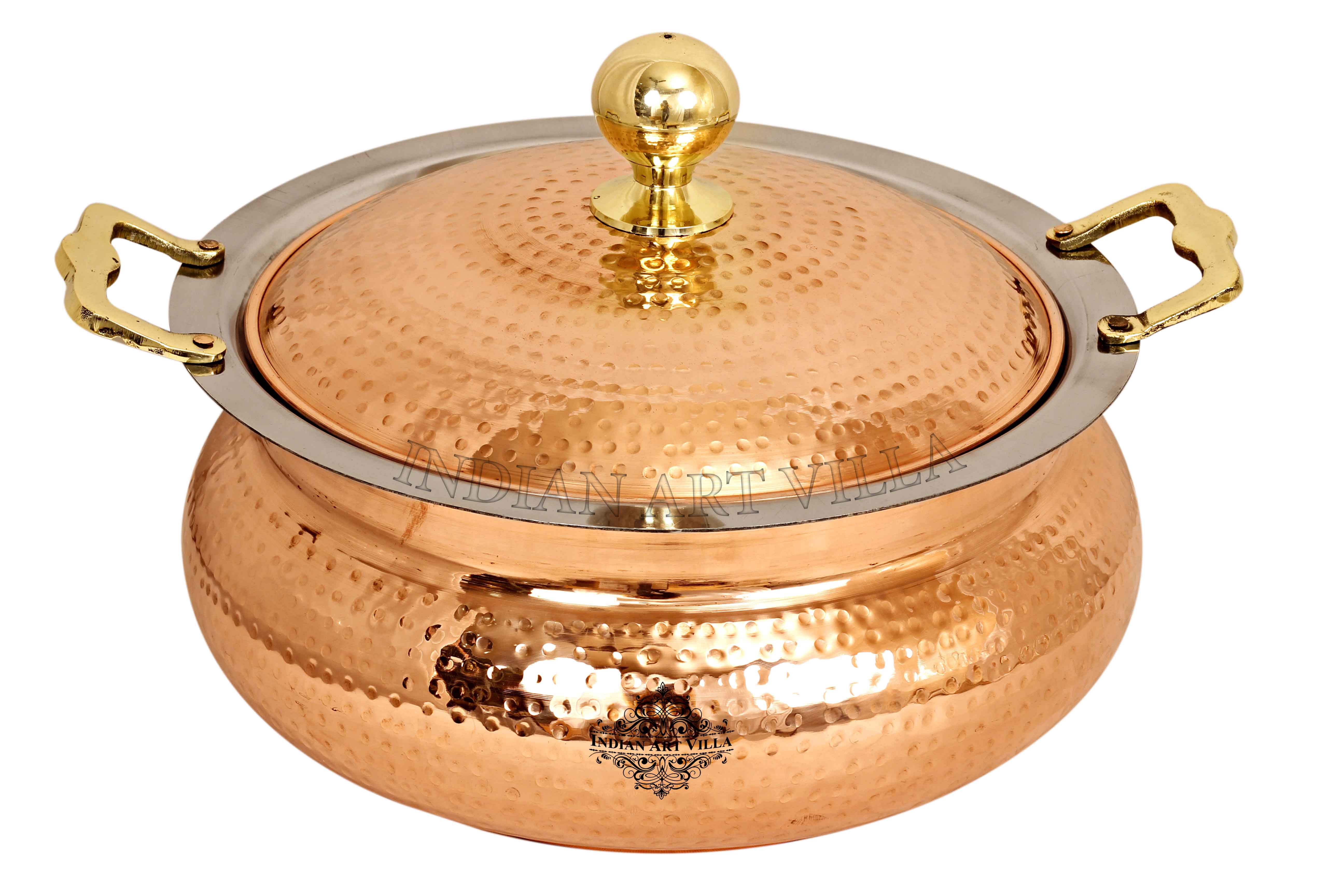 Handcrafted Pure Steel Copper Hammered Design Chafing Dish