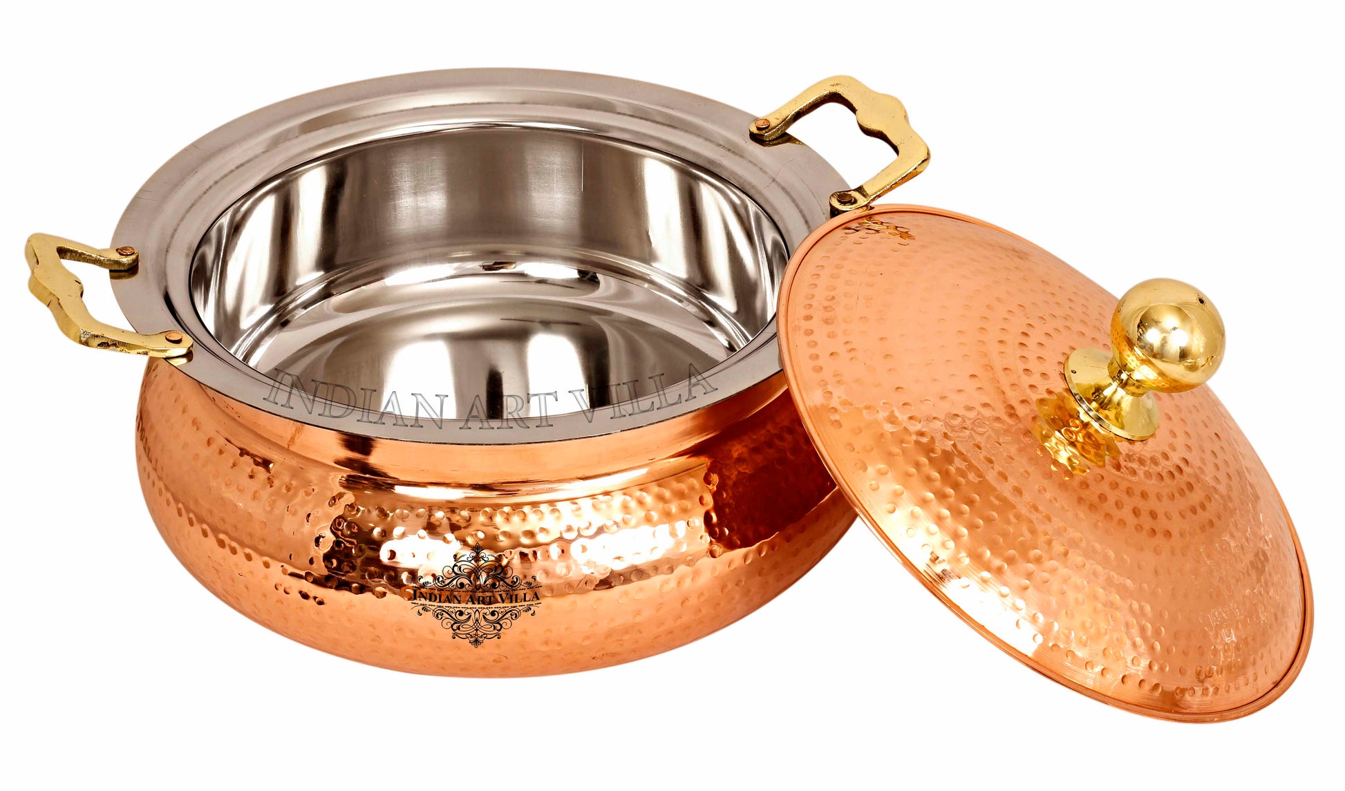 Handcrafted Pure Steel Copper Hammered Design Chafing Dish