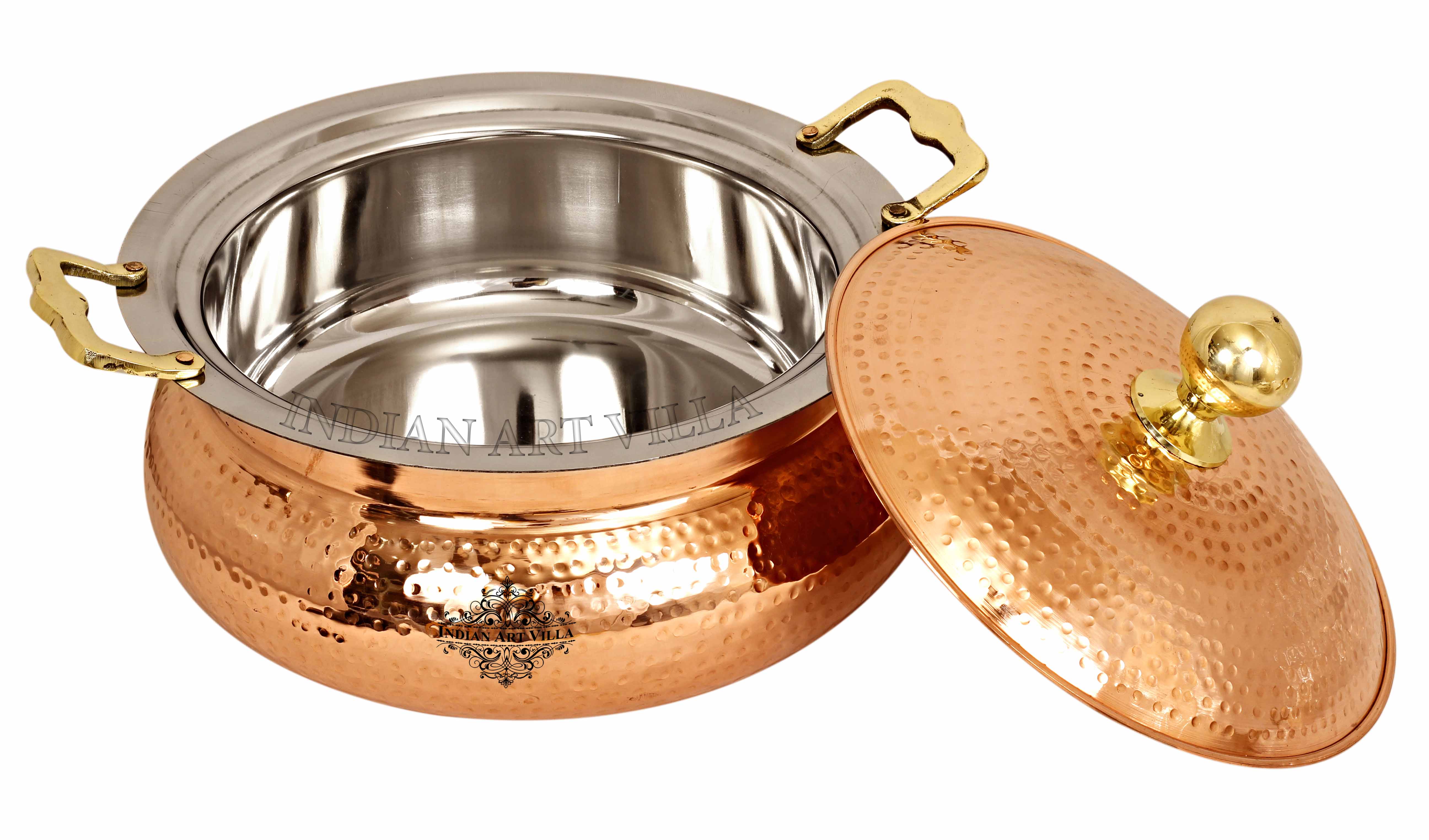 Handcrafted Pure Steel Copper Hammered Design Chafing Dish