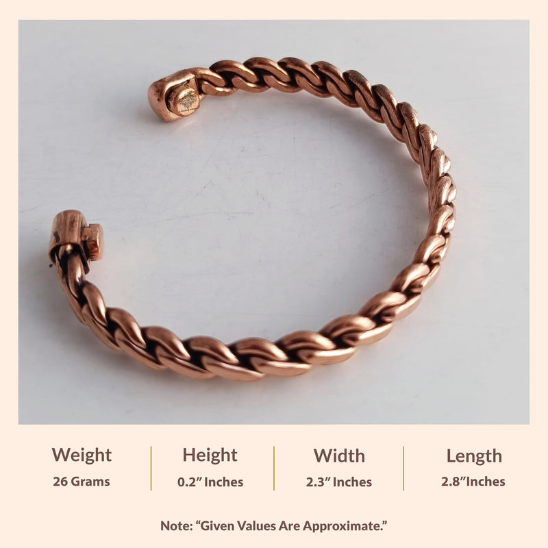 Pure Copper Chain Spiral Design Bracelet with Magnet Handcrafted Healing Bangle