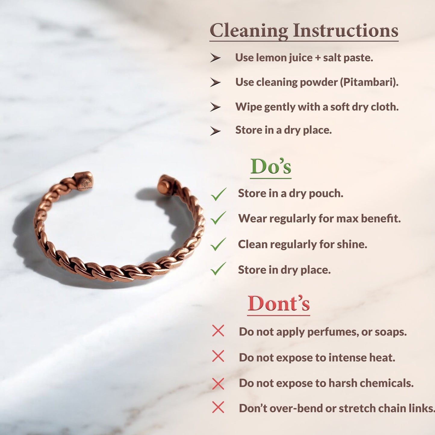 Pure Copper Chain Spiral Design Bracelet with Magnet Handcrafted Healing Bangle