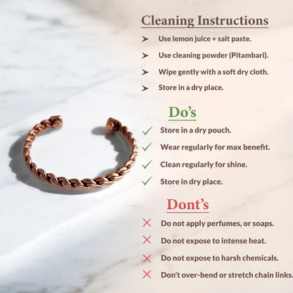 Pure Copper Chain Spiral Design Bracelet with Magnet Handcrafted Healing Bangle