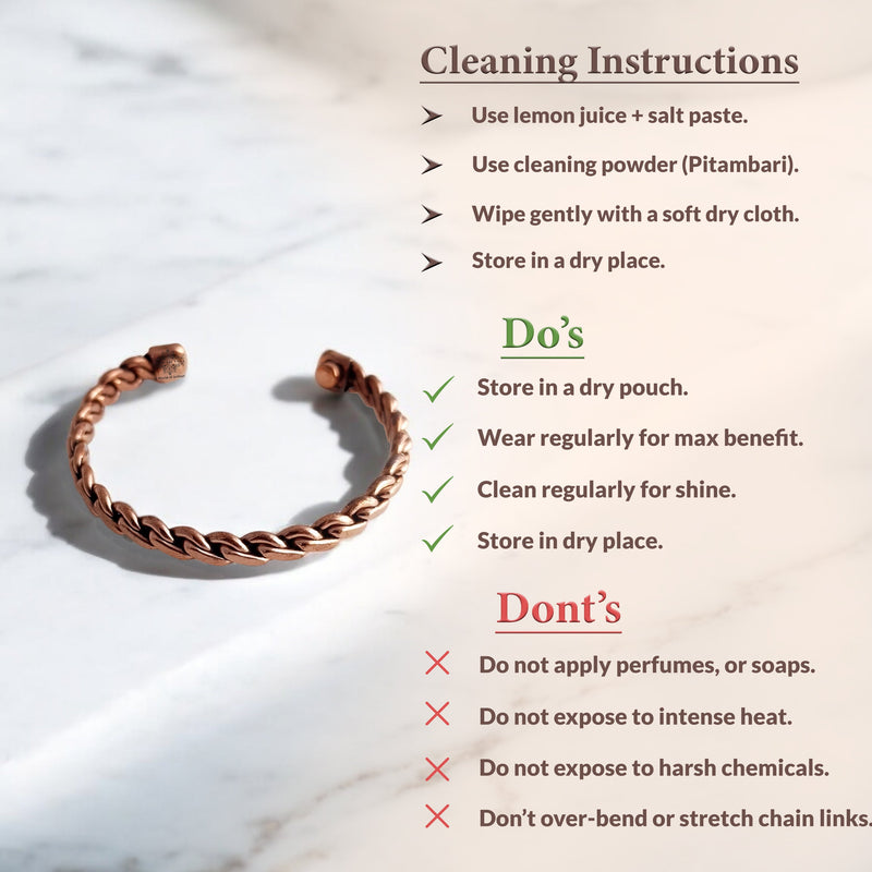 Pure Copper Chain Spiral Design Bracelet with Magnet Handcrafted Healing Bangle