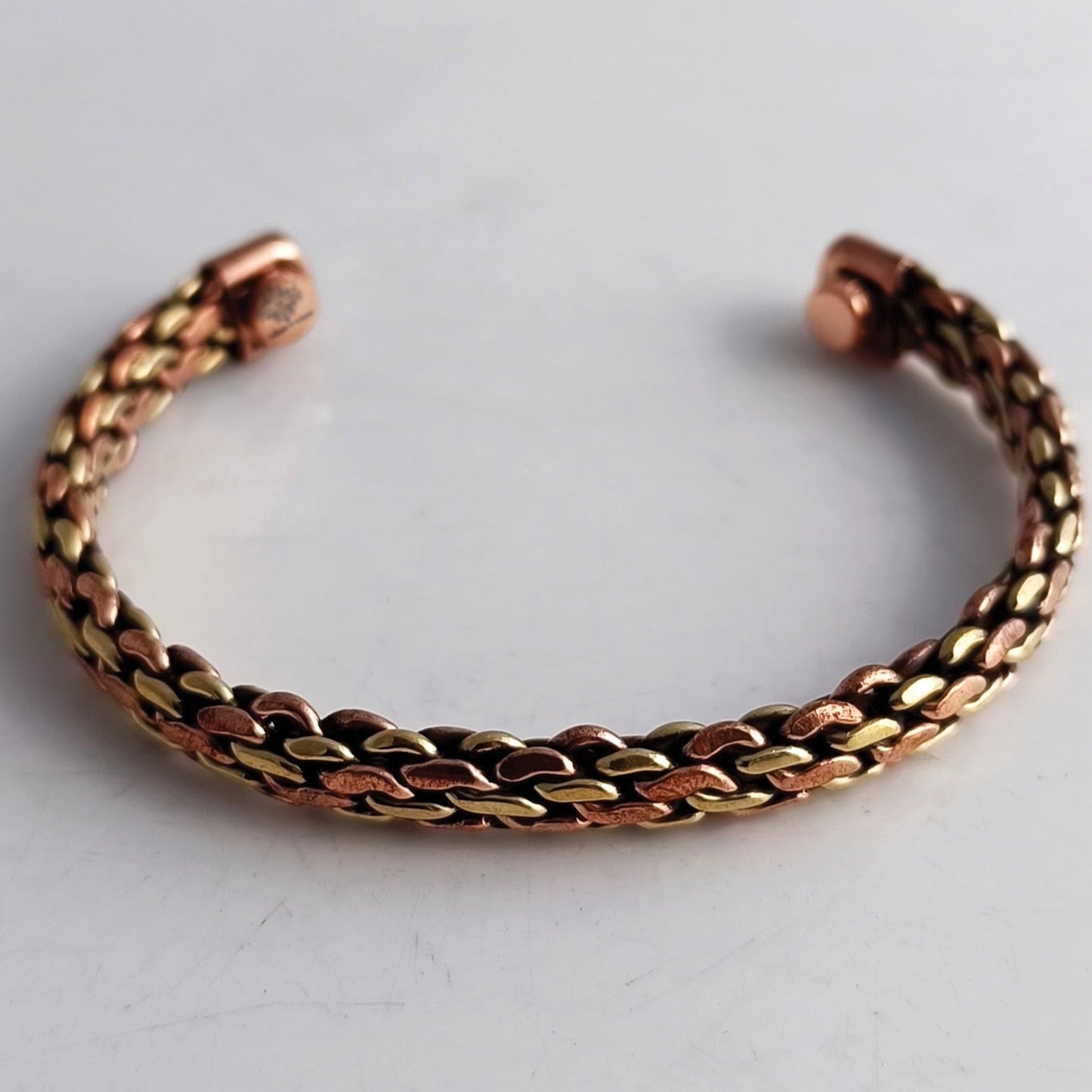 Copper Spiral Chain Design Bracelet Handcrafted Unisex Wellness Jewelry