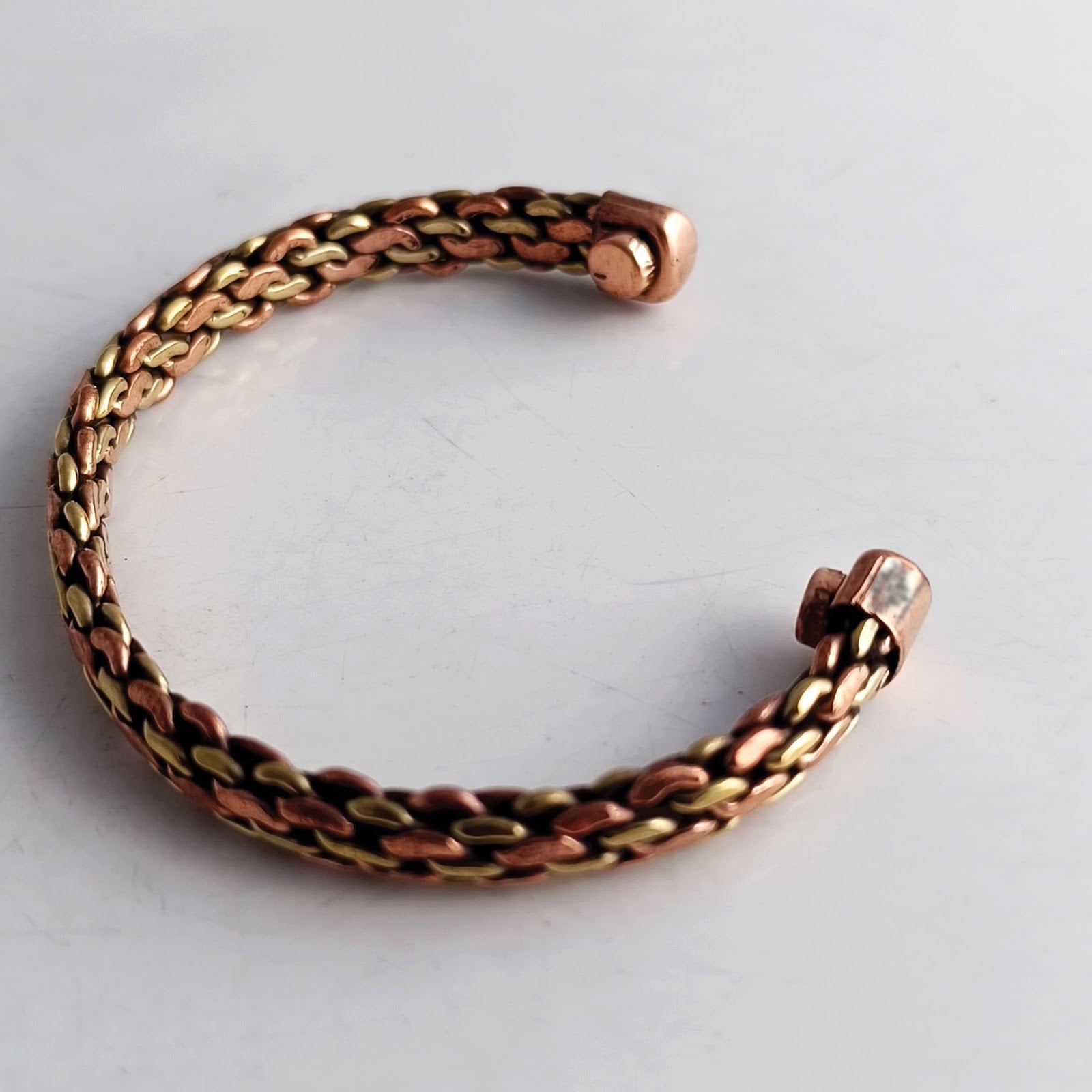 Copper Spiral Chain Design Bracelet Handcrafted Unisex Wellness Jewelry