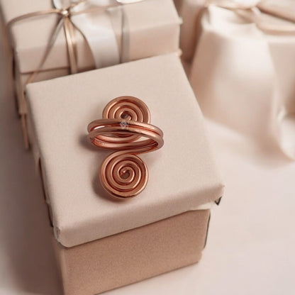 Pure Copper Spiral Ring Adjustable Unisex Fashion Ring