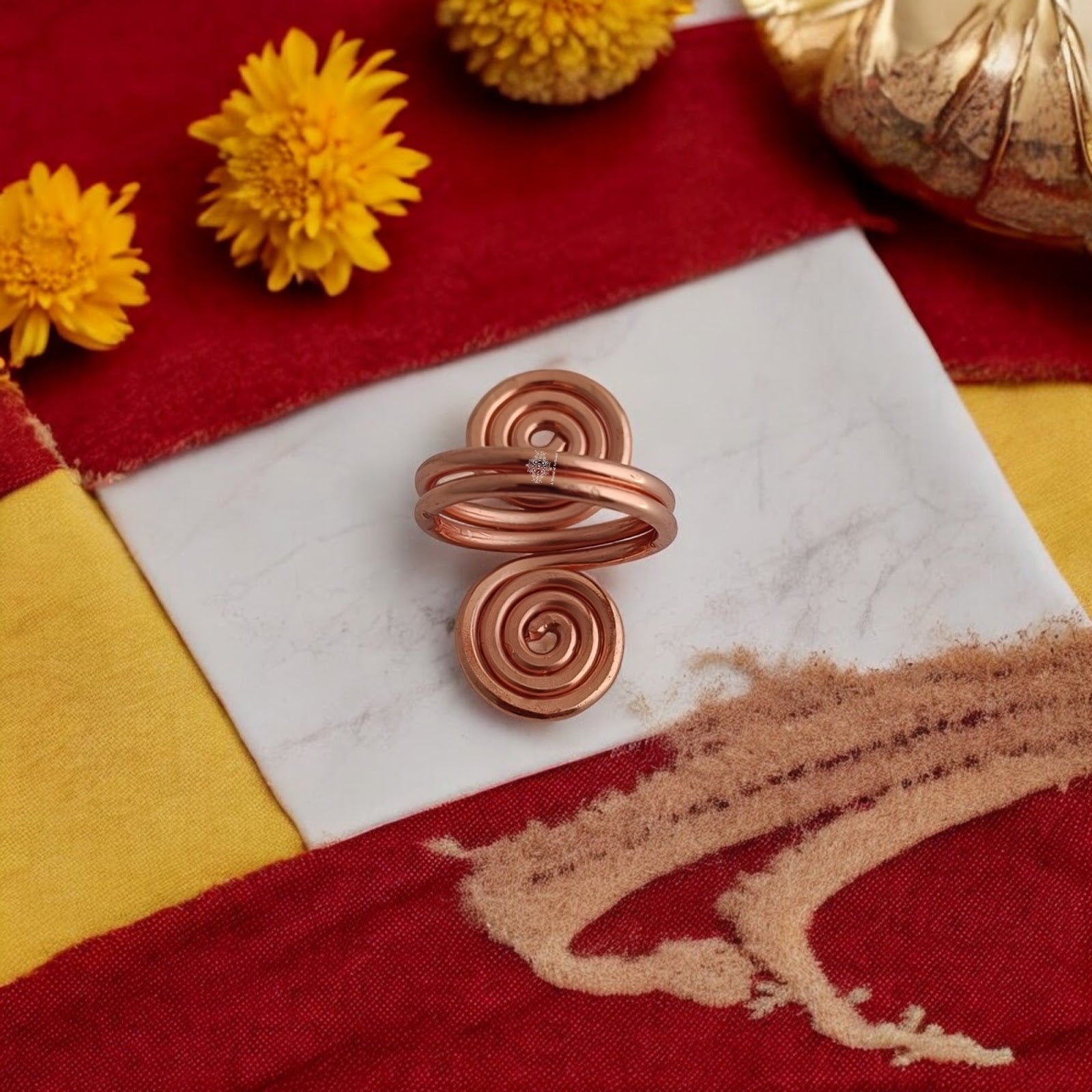 Pure Copper Spiral Ring Adjustable Unisex Fashion Ring