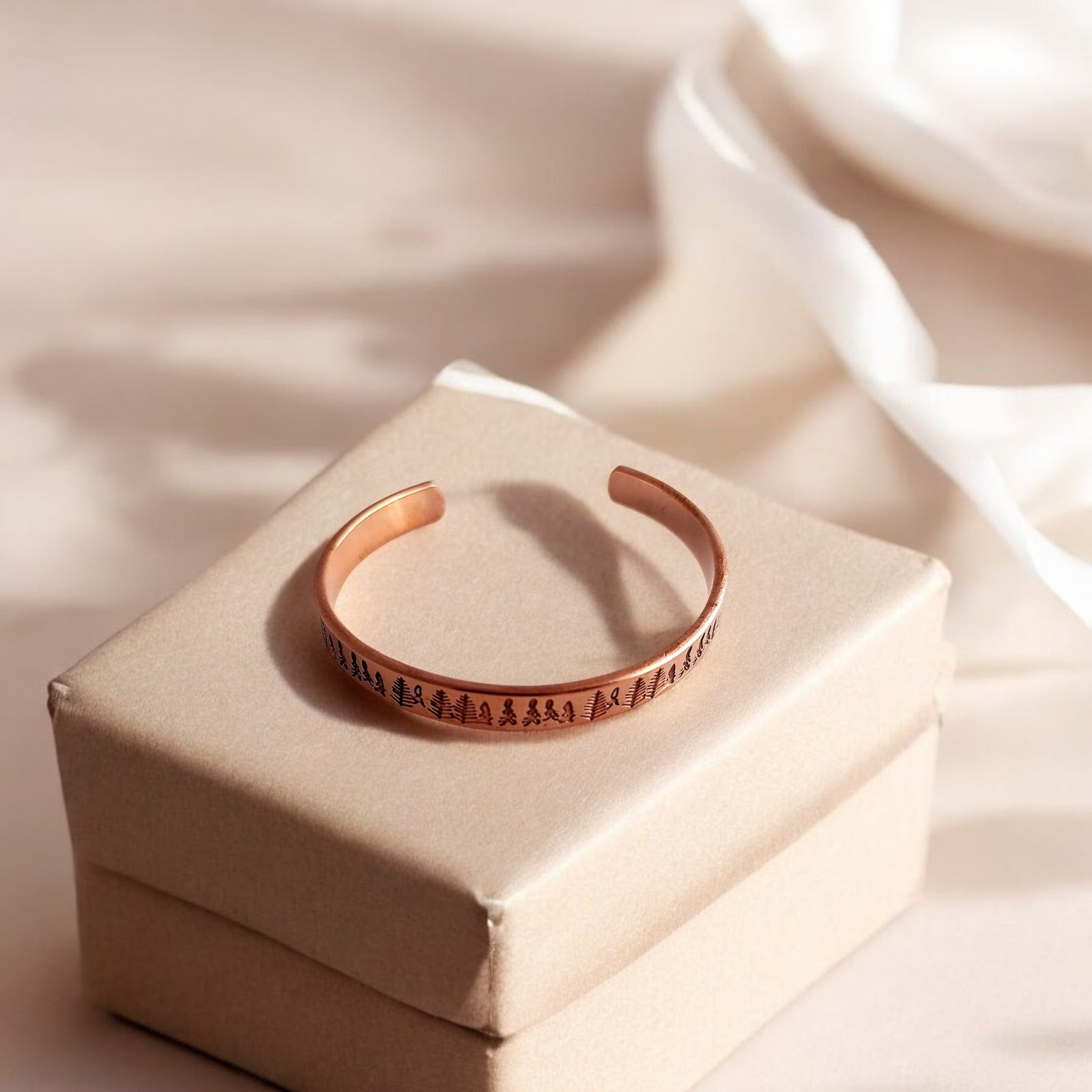Pure Copper Magnetic Bangle with Tree Design