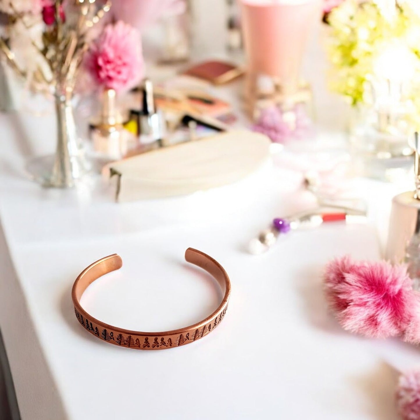 Pure Copper Magnetic Bangle with Tree Design