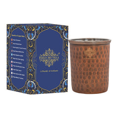 Pure Steel Copper Flat Hammered Design Glass Tumbler 300 ML