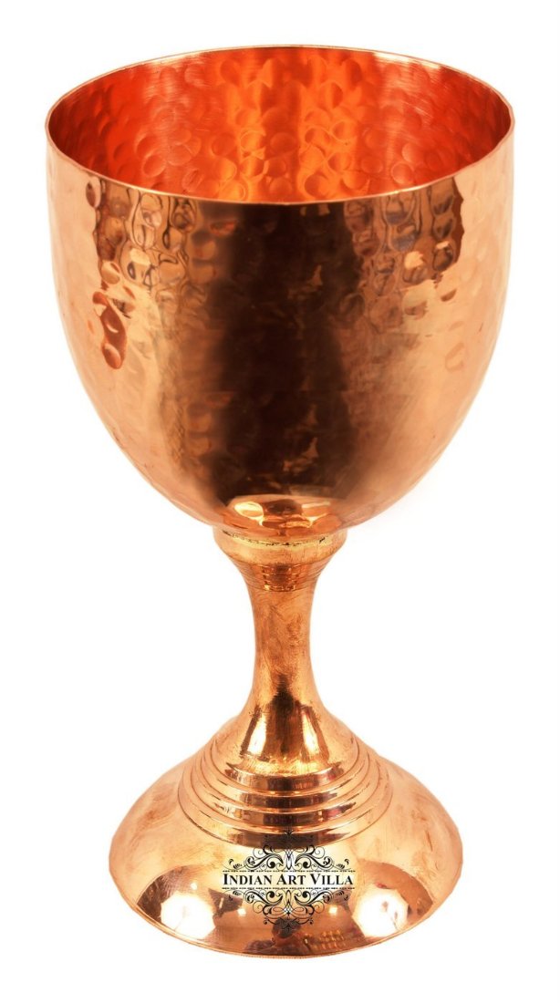 Pure Copper Hammered Design Wine Glass with Bottom 250 ML
