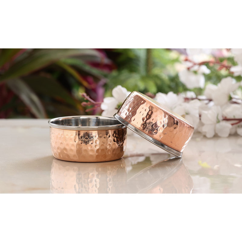 Steel Copper Hammered Bowl, Katori, Dinnerware