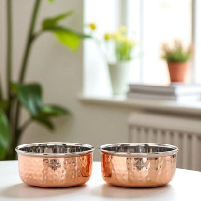 Steel Copper Hammered Bowl, Katori, Dinnerware