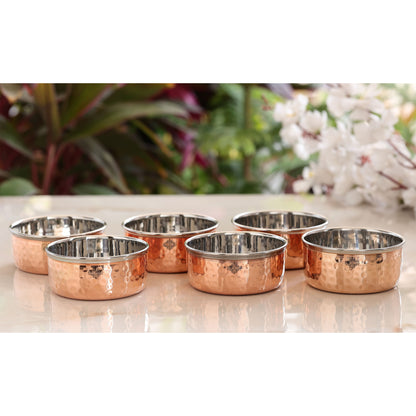 Steel Copper Hammered Bowl, Katori, Dinnerware