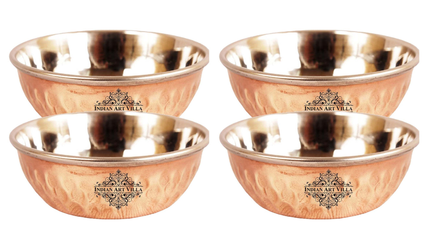 Steel Copper Omega Design Hammered Bowls, Katori, Dinnerware