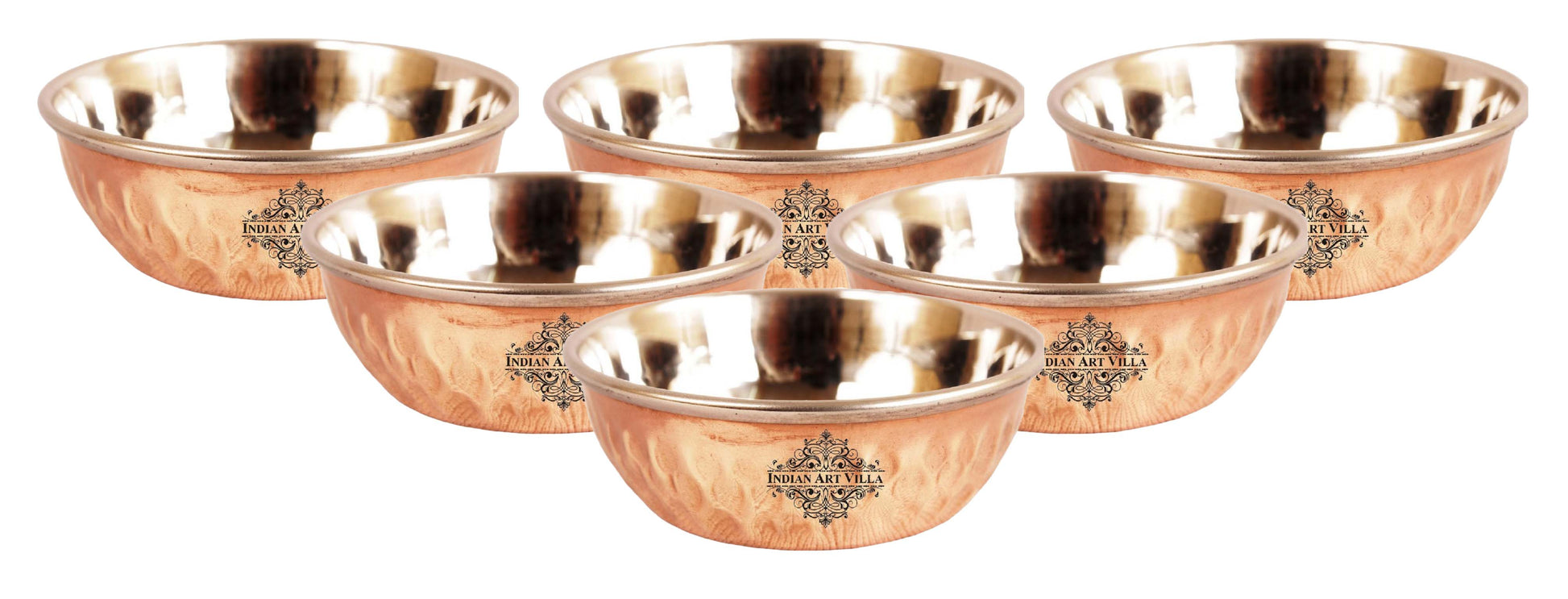 Steel Copper Omega Design Hammered Bowls, Katori, Dinnerware