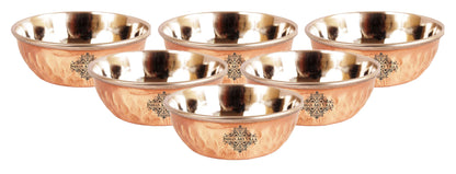 Steel Copper Omega Design Hammered Bowls, Katori, Dinnerware