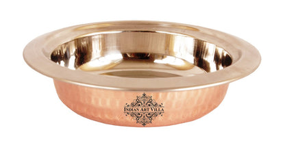 Pure Steel Copper Hammered Design Round Entrée Bowl