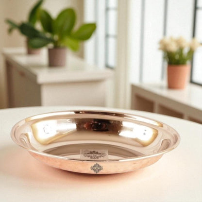 Handmade Pure Steel Copper Hammered Design Oval Platter, Tableware
