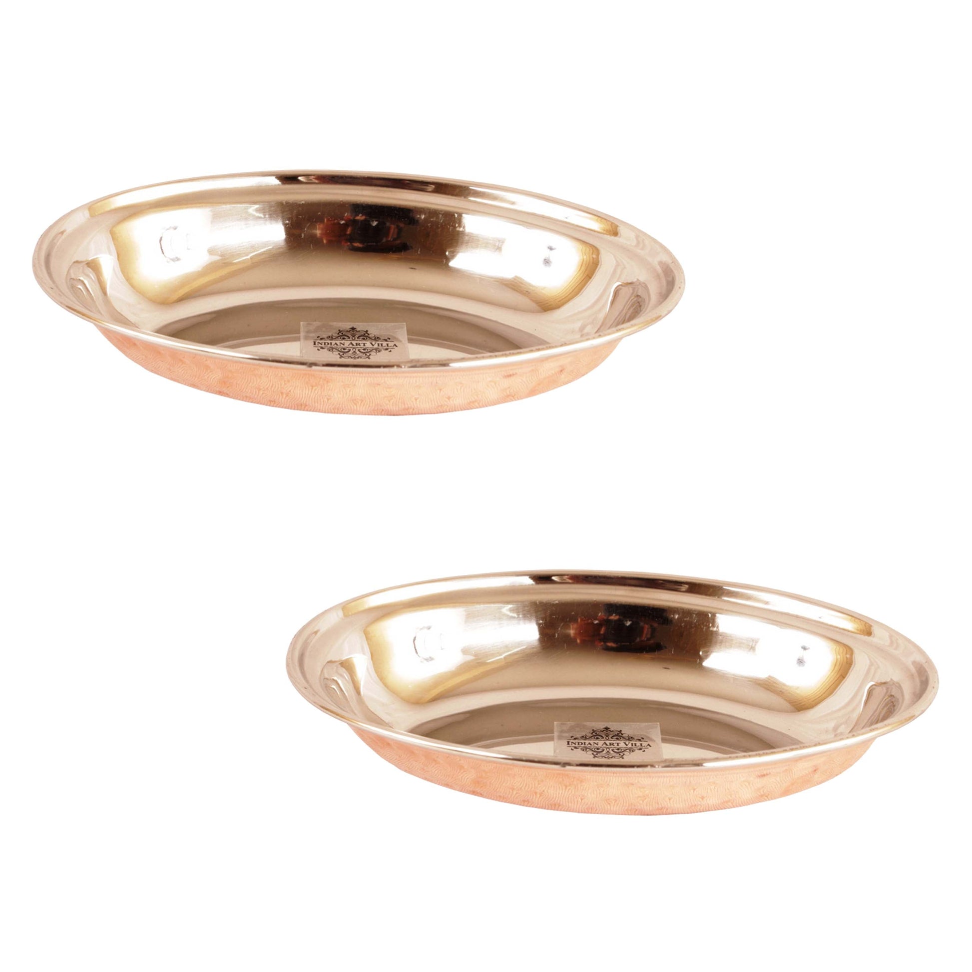 Handmade Pure Steel Copper Hammered Design Oval Platter, Tableware