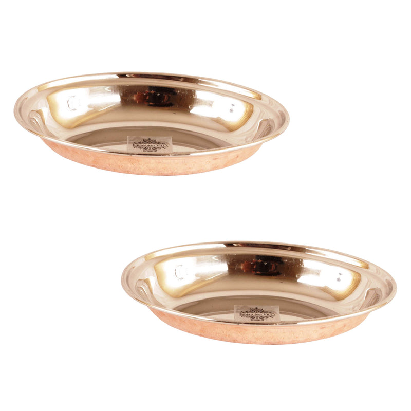 Handmade Pure Steel Copper Hammered Design Oval Platter, Tableware