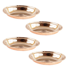 Handmade Pure Steel Copper Hammered Design Oval Platter, Tableware