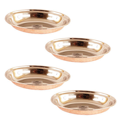 Handmade Pure Steel Copper Hammered Design Oval Platter, Tableware