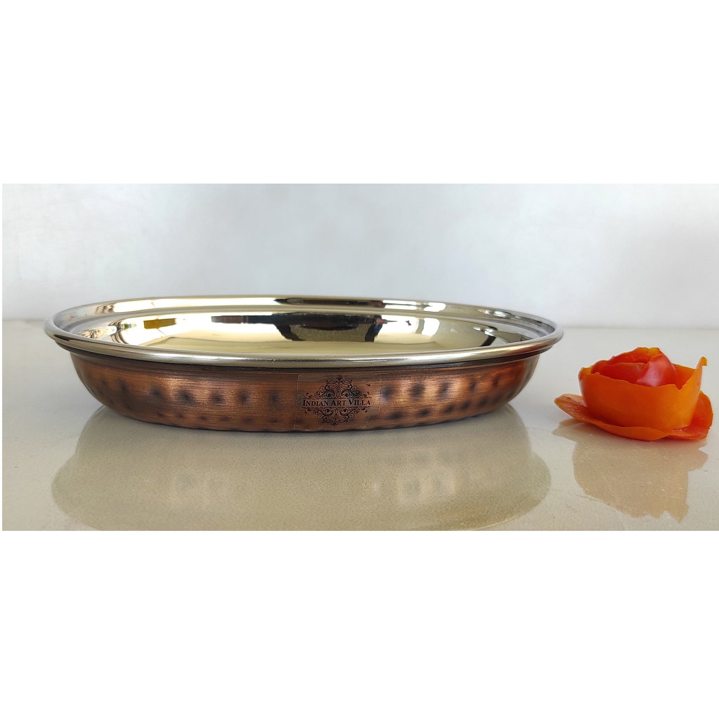 Steel Copper Hammered Antique Dark Tone Design Oval Platter, Serveware & Tableware, Home Restaurant