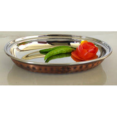 Steel Copper Hammered Antique Dark Tone Design Oval Platter, Serveware & Tableware, Home Restaurant
