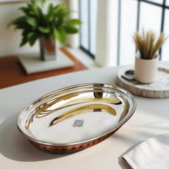 Steel Copper Hammered Antique Dark Tone Design Oval Platter, Serveware & Tableware, Home Restaurant