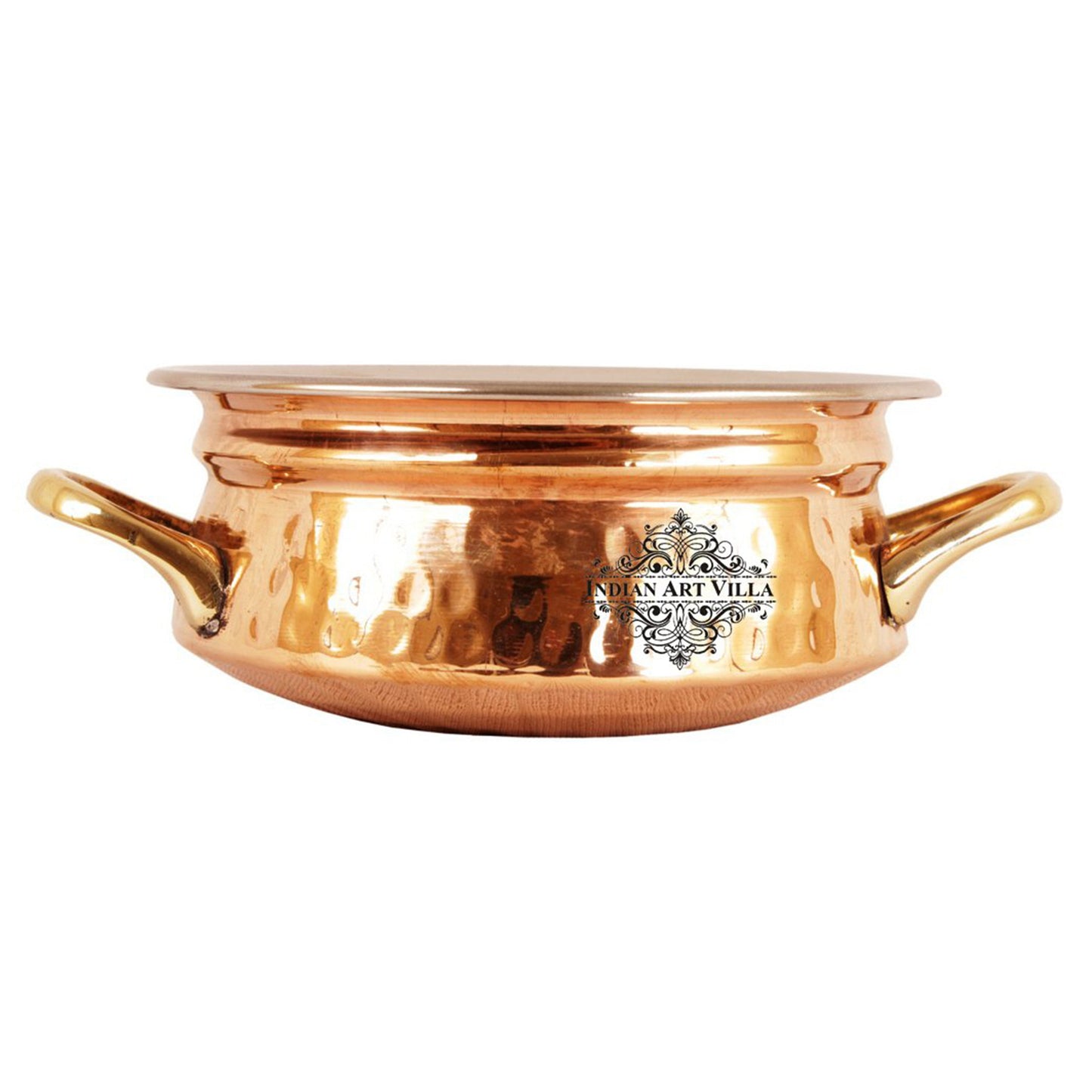 Indian Art Villa: Stainless Steel & Copper Handi with Handle – Perfect for Traditional Cooking and Serving