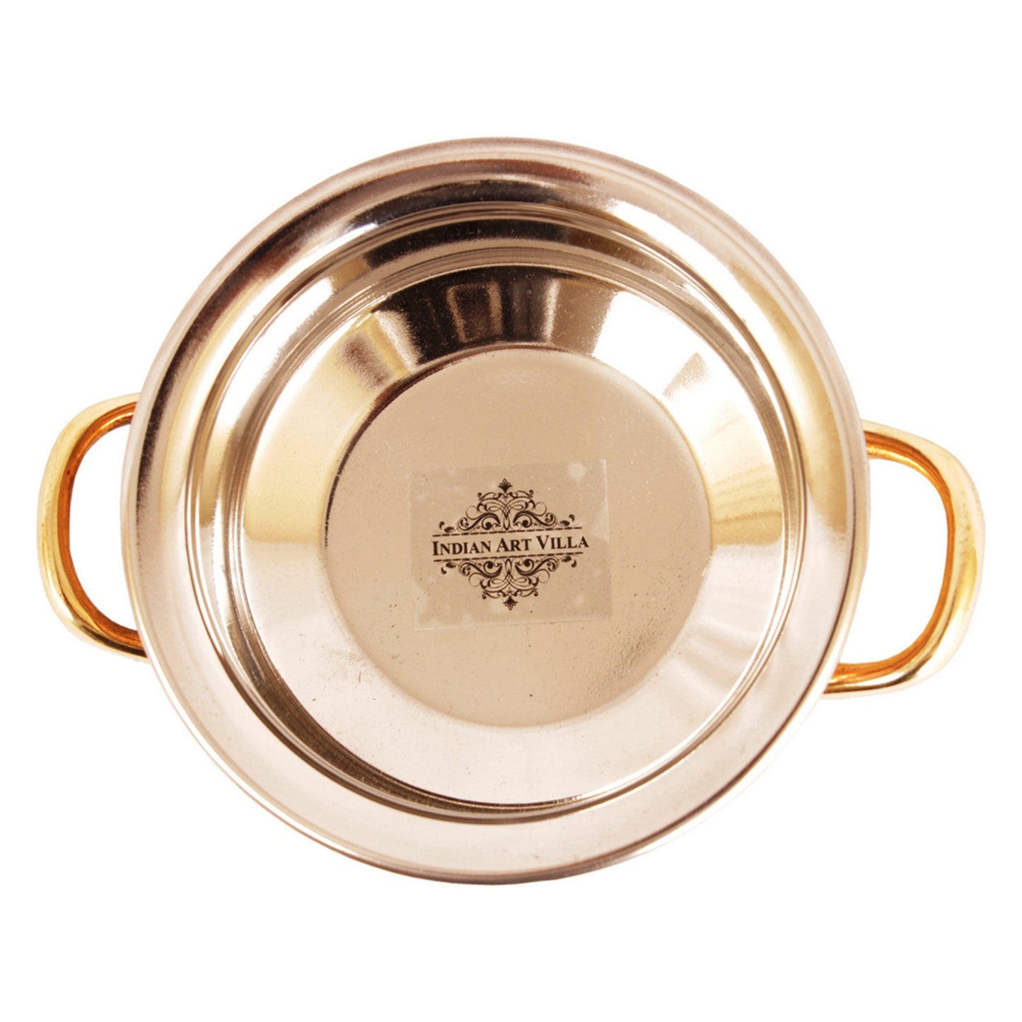 Indian Art Villa: Stainless Steel & Copper Handi with Handle – Perfect for Traditional Cooking and Serving